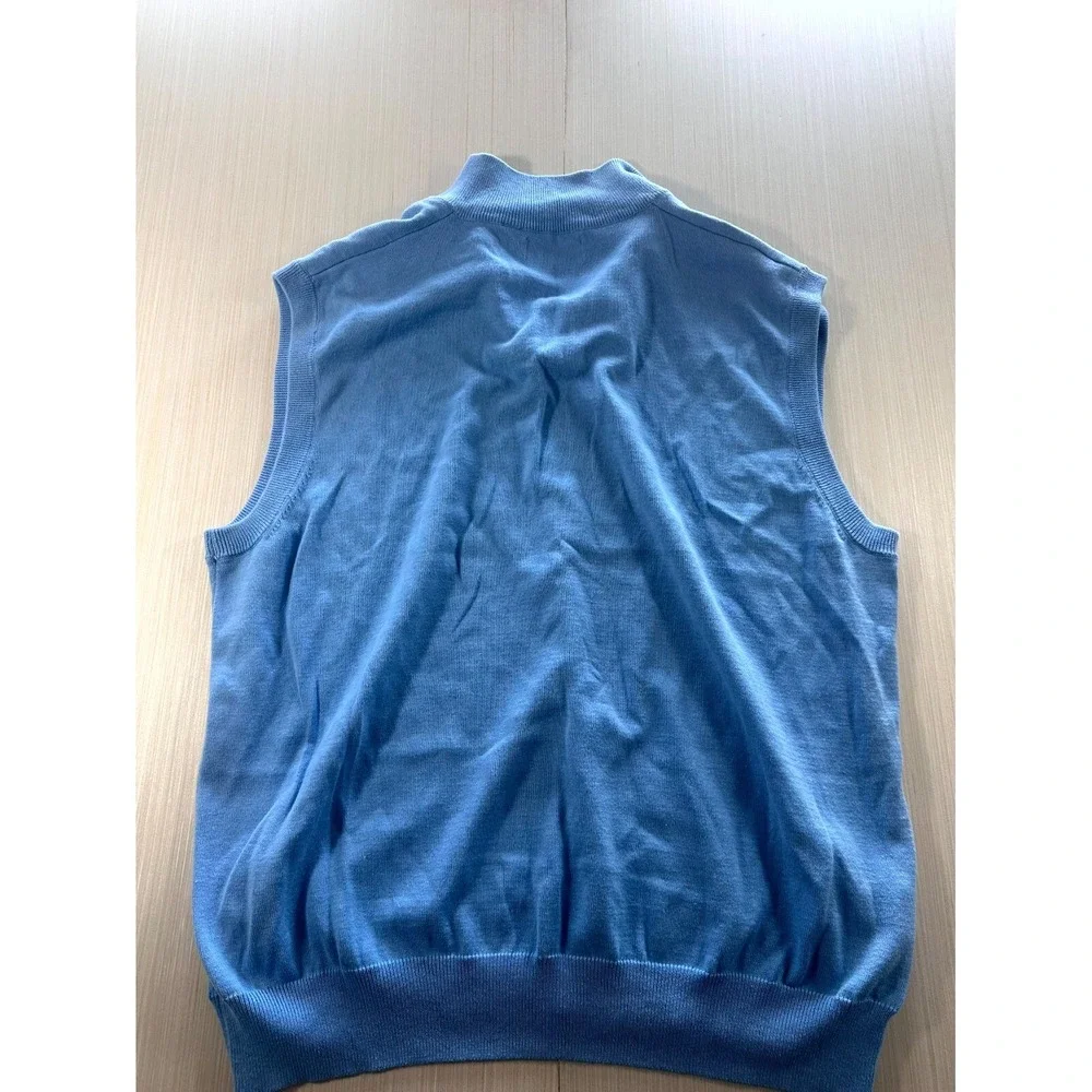 Jack Nicklaus‎ Sweater Mens XL Aqua Blue Quarter Zip Logo Mock Neck Ribbed Hem